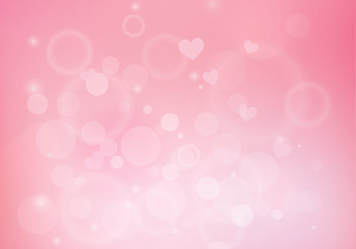 Bokeh effect and heart pink love paper background