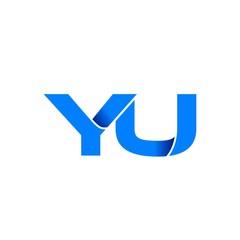 yu logo initial logo vector modern blue fold style