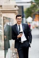 Portrait of handsome businessman outdoor