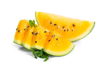yellow watermelon on white background