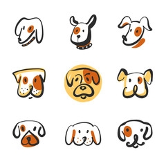 Freehand drawing image face dog isolated on white background. Se