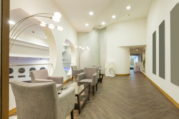 Hotel lobby cafe interior