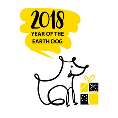 Sketch vector illustration. Happy new year of earth dog. Template.