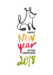 Sketch vector illustration. Happy new year of earth dog. Template.