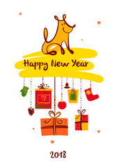 Sketch vector illustration. Happy new year of earth dog. Template.