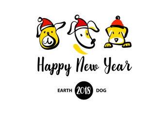 Sketch vector illustration. Happy new year of earth dog. Template.
