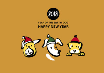 Sketch vector illustration. Happy new year of earth dog. Template.
