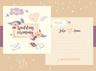 Wedding ceremony. Template banner, poster, invitation card, logo