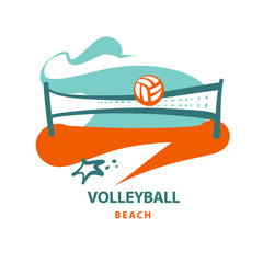 Volleyball team, school, club template logo. Vector sketch illus