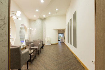 Hotel lobby cafe interior