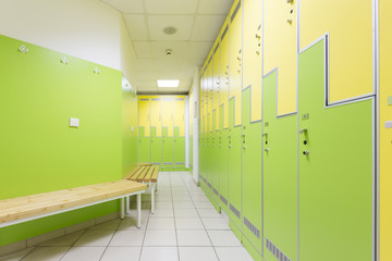 Locker room in hotel gym