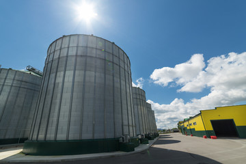 The modern granary. Sunny day, the blue sky.