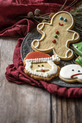 Christmas cookies on wooden table