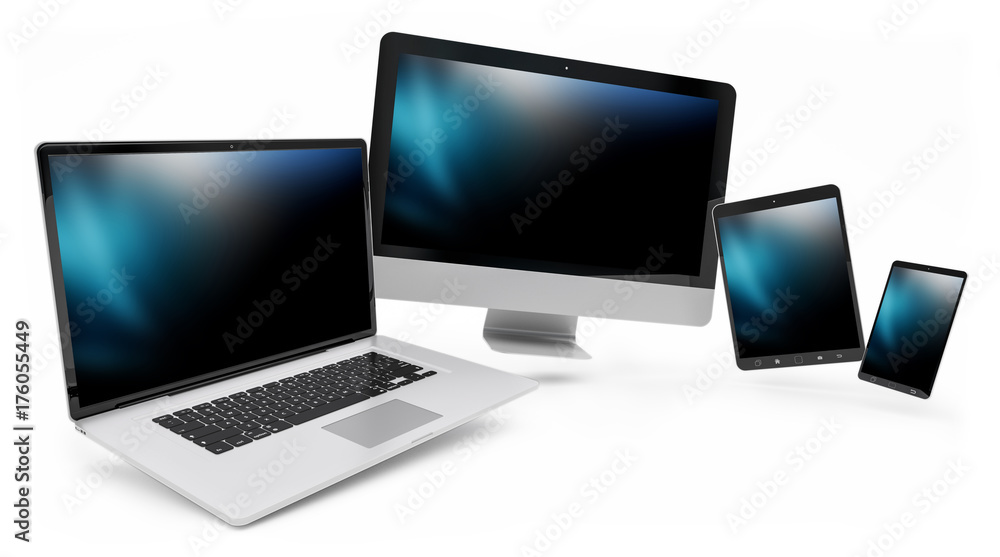 Poster modern digital silver tech device 3d rendering