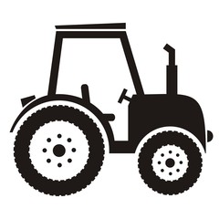 Tractor, black vector silhouette