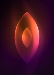 Glowing modern geometric shapes in dark space