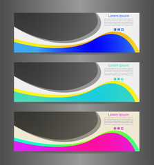 Set three colorful abstract modern banner texture. Vector banner background for web banner design