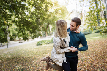 Young happy couple in love spending time together