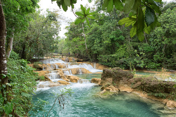Tumbala, Mexico: the 'Agua Azul' waterfall  consists of many cataracts following one after another 