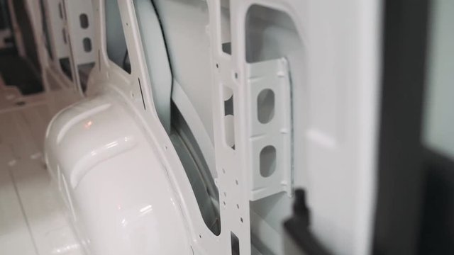 Cargo minivan, view of the cargo hold, camera movement.
