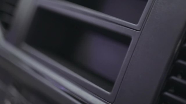 Minibus, view of the controls and interior design elements of the car.
