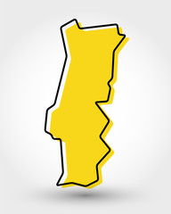 yellow outline map of Portugal