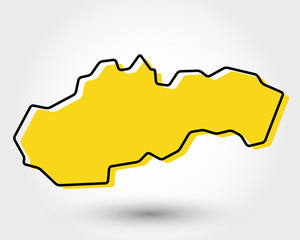 yellow outline map of Slovakia