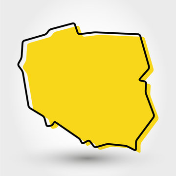 Fototapeta żółta mapa konturowa Polski