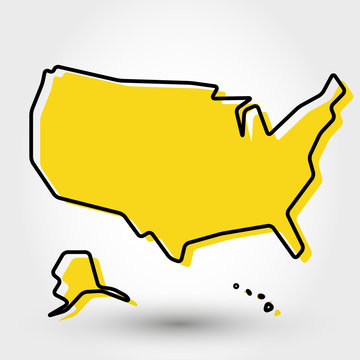 yellow outline map of USA