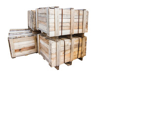 Wood Pallets - crates for transportation  - Strong cargo security     isolated - white background  - copy space 