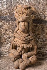 San Pedro la Laguna, Guatemala: closeup of antique statue in a Maya ritual praying room