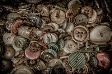 A collection of old buttons - obrazy, fototapety, plakaty