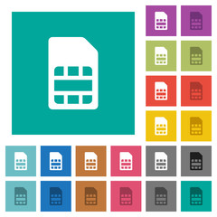 SIM card square flat multi colored icons