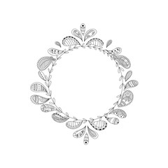 Floral circle frame doodle for your text.vector illustration.