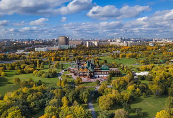 Wooden palace in Kolomenskoe - Moscow Russia - aerial view