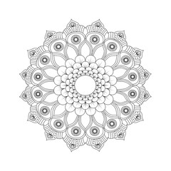 Mandala hand drawn zentangle. Image for backgrounds and adult coloring pages, books. Vector illustration