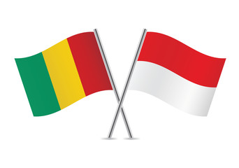 Guinea and Indonesia flags.Vector illustration.