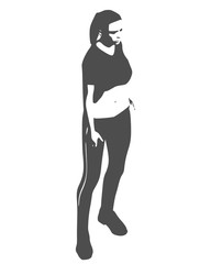 Sexy woman silhouette in sport wear. Top view. Front view. Vector illustration