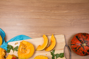 Pumpkin on the kitchen table