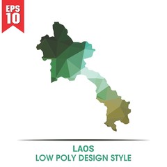 laos map on low poly color palette