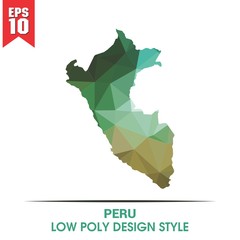 peru map on low poly color palette