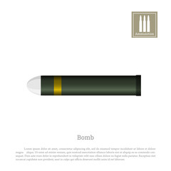 Projectile drawing on a white background. Warship weapon icon. Navy ammunition. Vector illustration