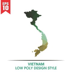 vietnam map on low poly color palette