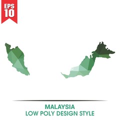 malaysia map on low poly color palette