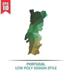 portugal map on low poly color palette