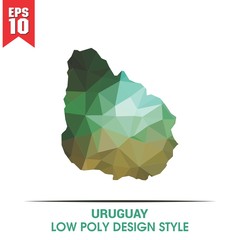 uruguay map on low poly color palette