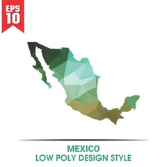 mexico map on low poly color palette