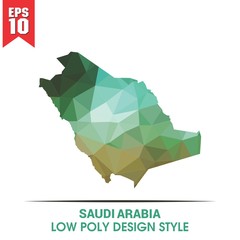 saudi arabia map on low poly color palette
