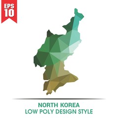 north korea map on low poly color palette