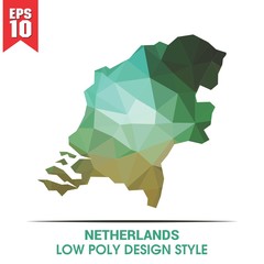 netherlands map on low poly color palette